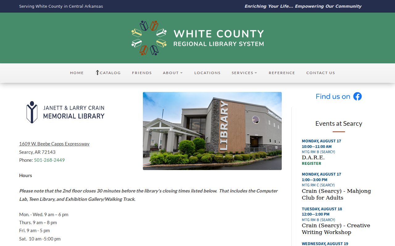 Searcy city directory Public Library location page