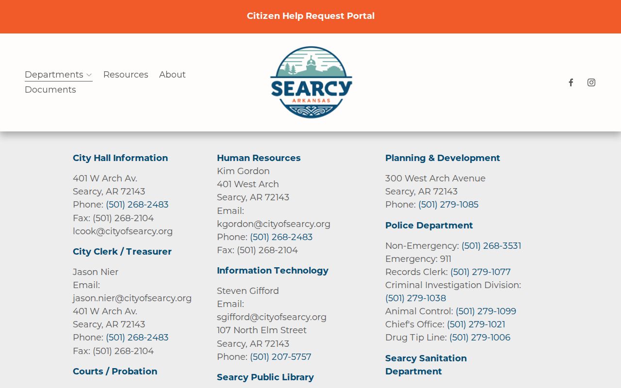 Searcy residents directory city records contact page