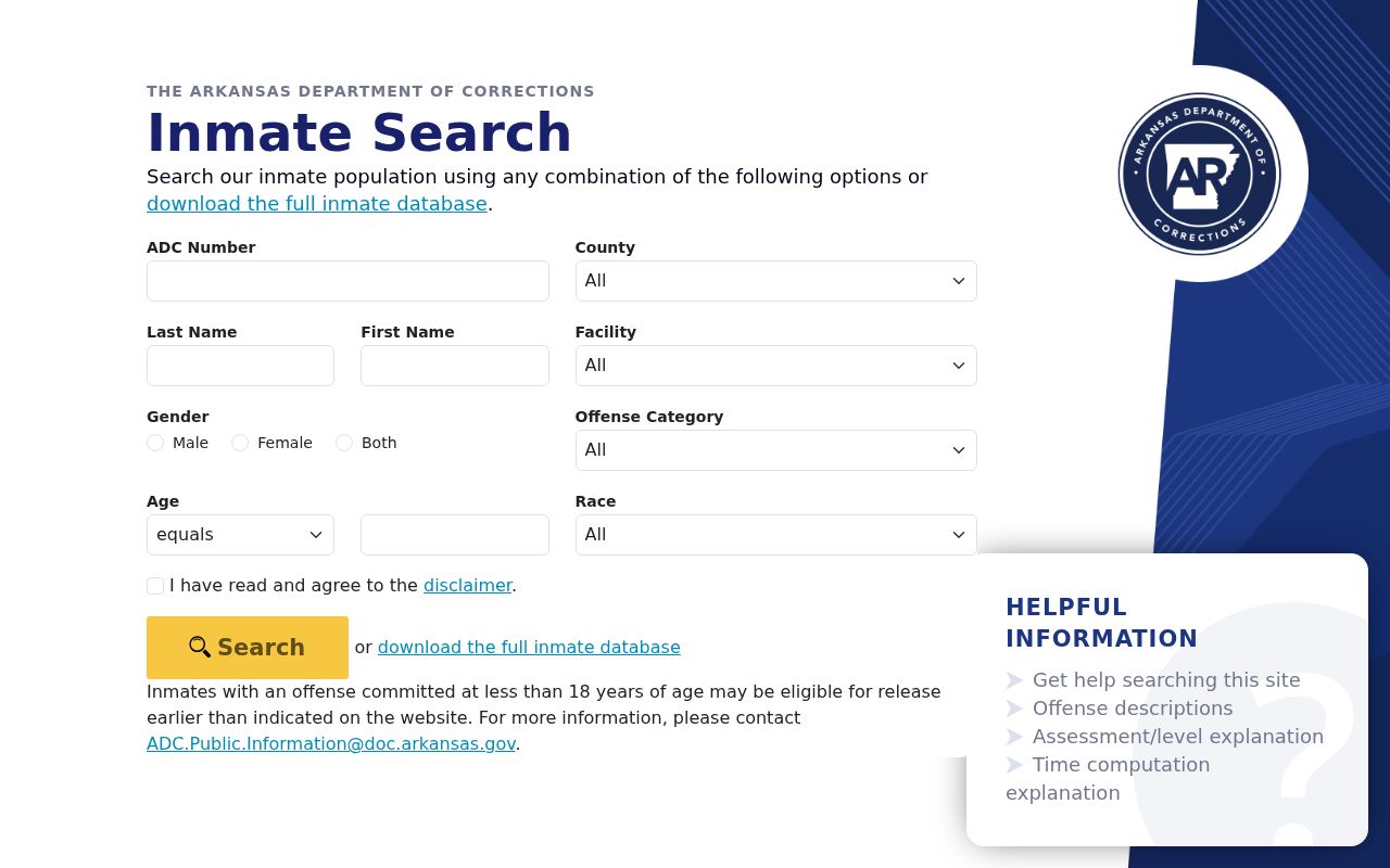 Searcy neighbors Arkansas Department of Corrections inmate search