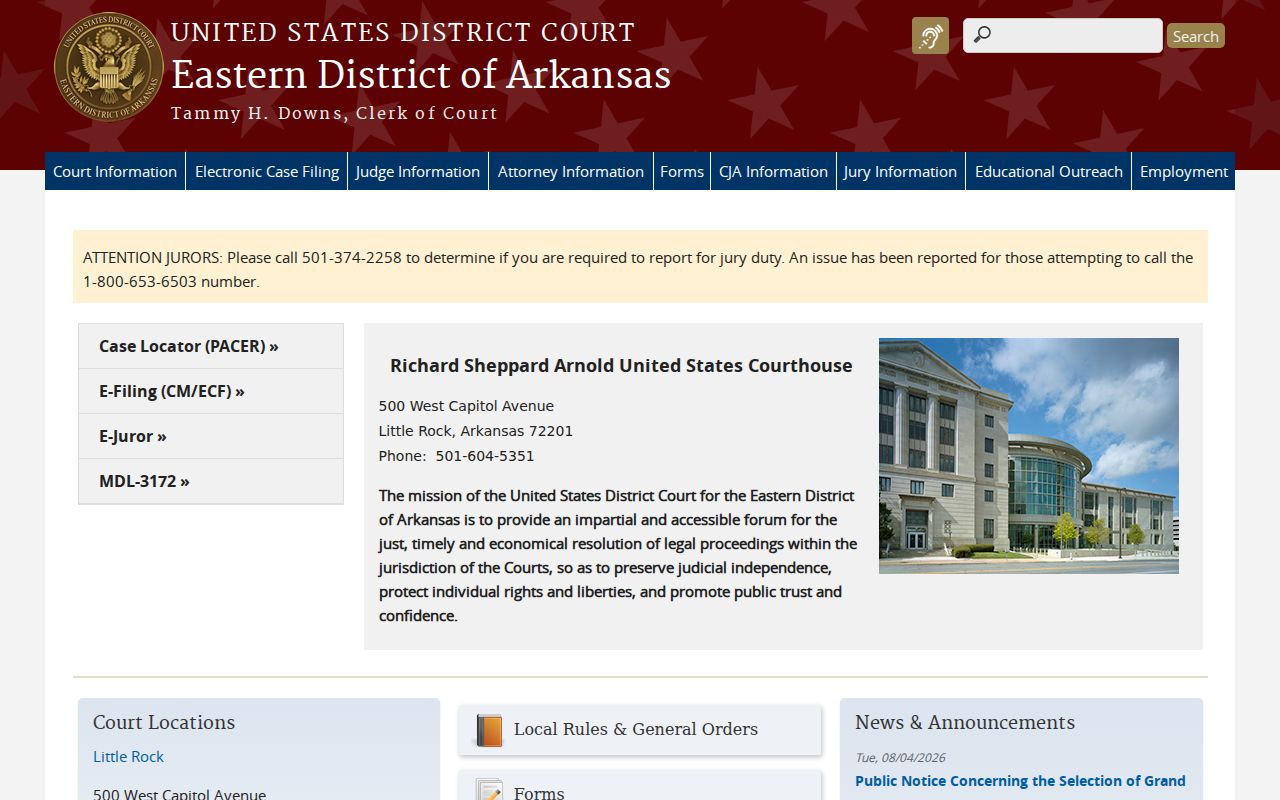 Searcy previous residents Eastern District of Arkansas court page