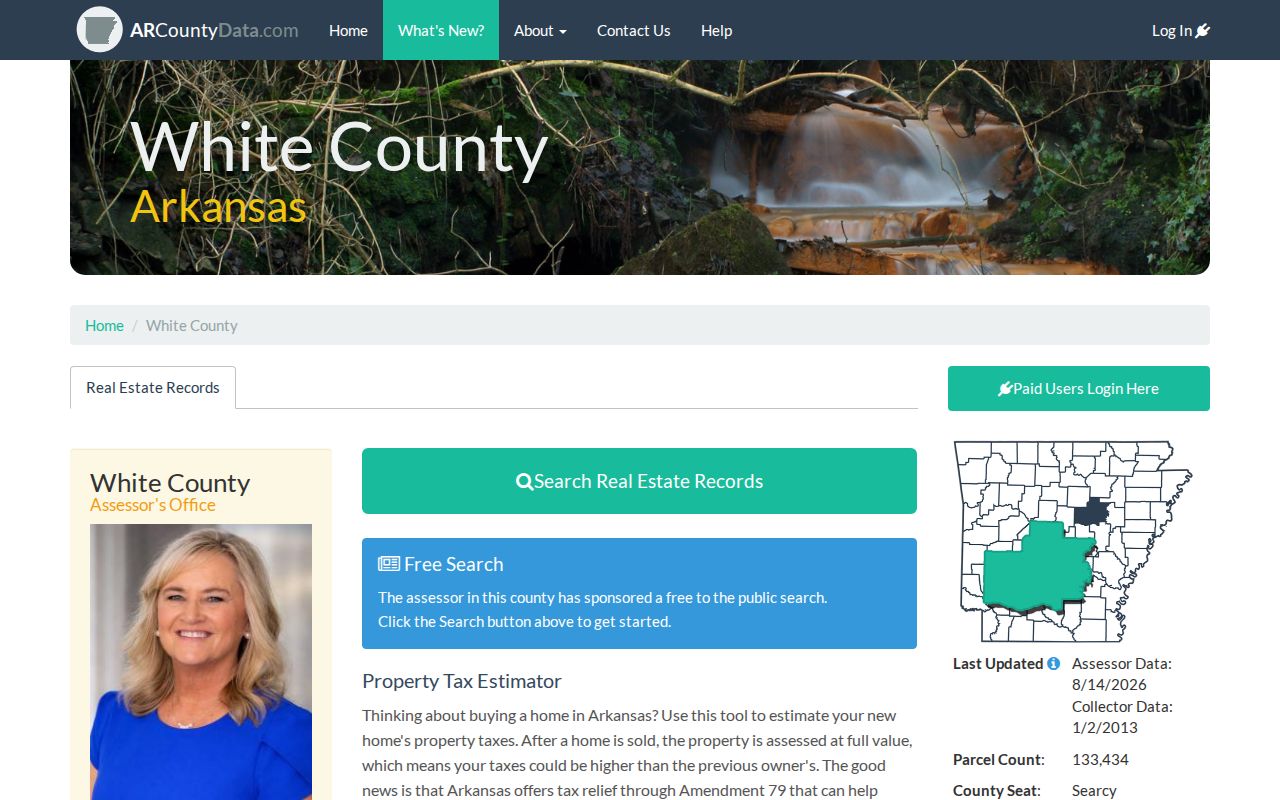 Searcy street directory White County property search screen